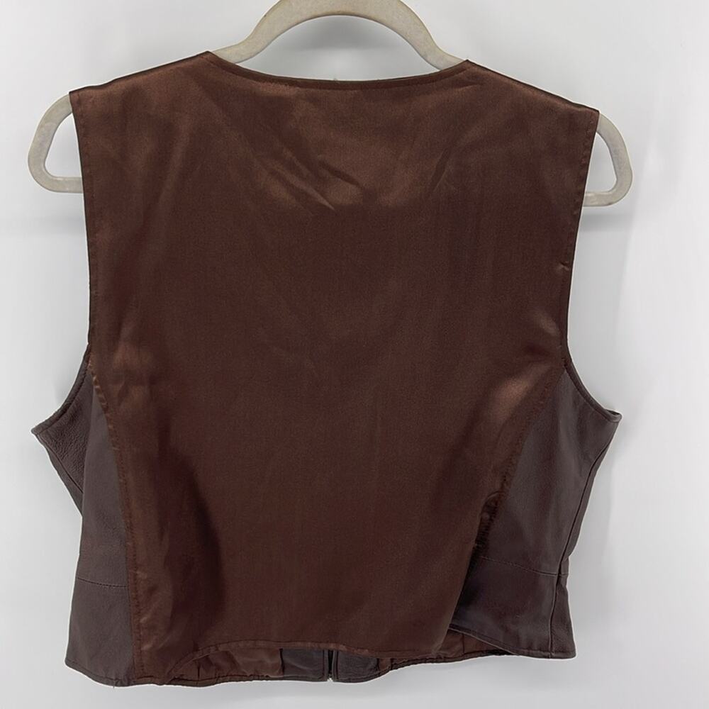 Emma James leather front full zip western rodeo vest sz 16 - Picture 6 of 6